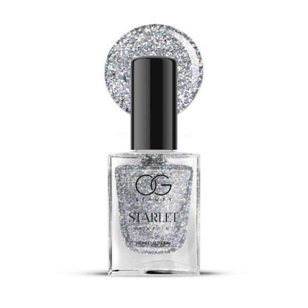 OG Beauty Silver Moonlight Starlet Glitter Nail Paint (10 ML / 1 Pc)