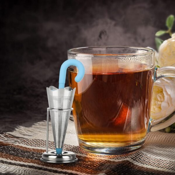 05_5f904a93-0a69-421a-a1a2-260ff566fe47.jpg Reusable Cute Umbrella Tea Strainer With Tray / Stand (1 Pc)