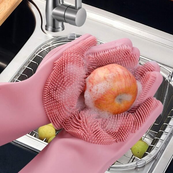 Dishwashing Gloves with Scrubber (1 Pair, 250 Gm)