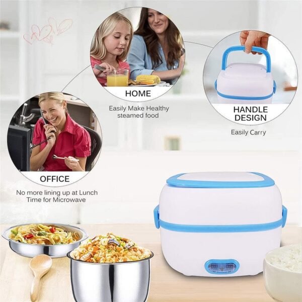 Electric Lunch Box, 3 In 1 Food Heater / Cooker / Steamer with Stainless (1 Set)