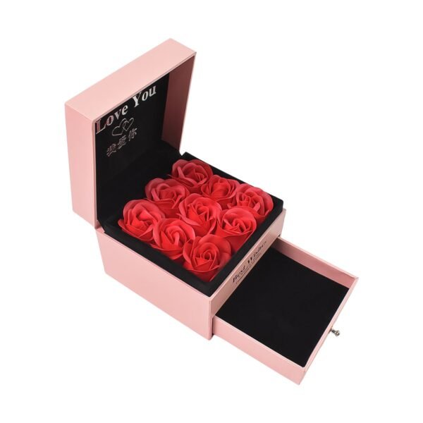 Preserved Eternal Rose Gift Box with Drawer & 9 Artificial Roses (1 Set)