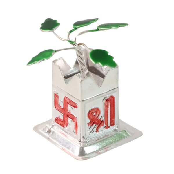 05_62f4729e-36e1-4461-ace2-02af69dc43c9.jpg Tulsi Plant Miniature Idol with Mandir Kalash Base - (1 Pc)