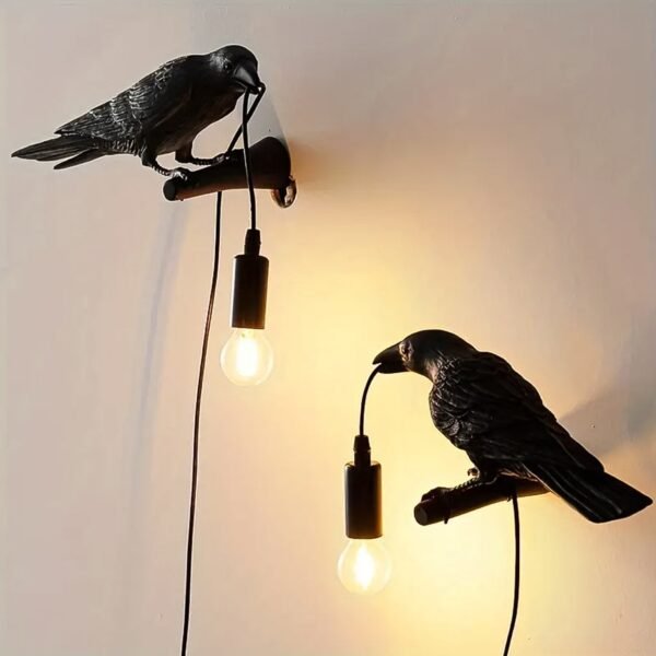 Crow Birds Table Lamps with Vintage Edison Bulb, Bird lamp (1 Set)