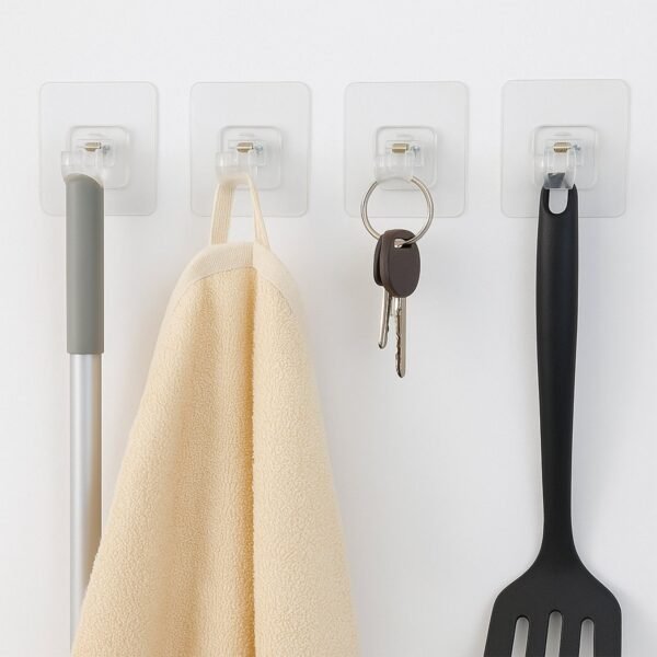 Self-Adhesive Transparent Wall Hook Holder Clip (1 Pc)