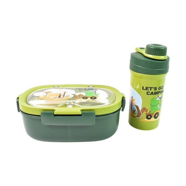 05_6b5d2db0-7921-473f-8d09-9f90135fb967.jpg Plastic Lunch Box Leak Proof 3 Compartment with Bottle, Spoon and Fork (1 Set)