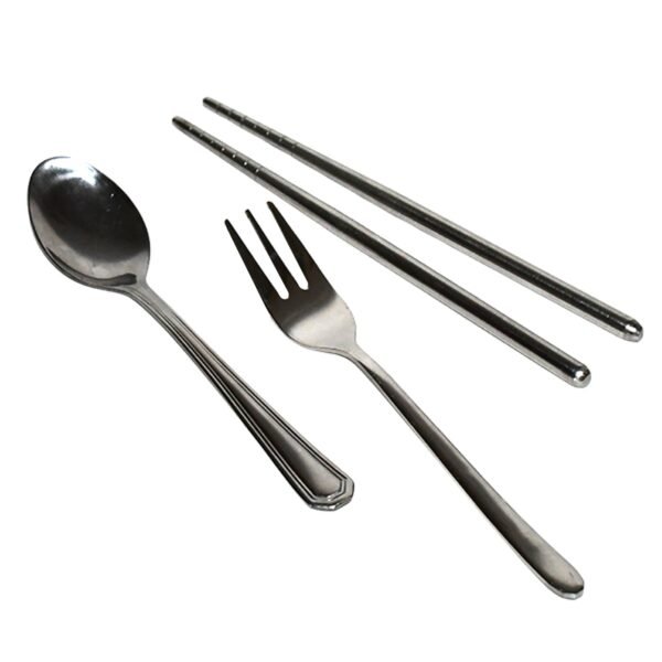 Stainless Steel Cutlery Spoon, Fork & Pair of Chopstick Set