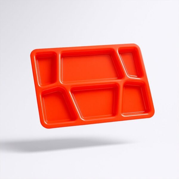 05_6b677cfe-9844-4573-841d-8ab2dd2e902b.jpg Plastic Multi-Compartment Rectangular Meal Serving Tray / Plate (1 Pc / Red)