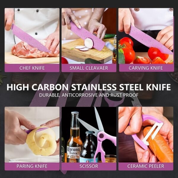 Stainless Steel Non Stick Ceramic Coating 6 Pcs Chef Kitchen Knife Set