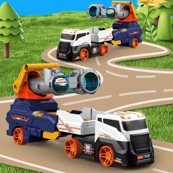 Large Truck Toys Include 2 Racing Cars+4 Ball, Light & Sounds (Battery Not Included)