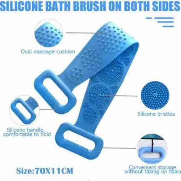 Silicone Body Back Scrubber Double Side Bathing Brush for Skin Deep Cleaning