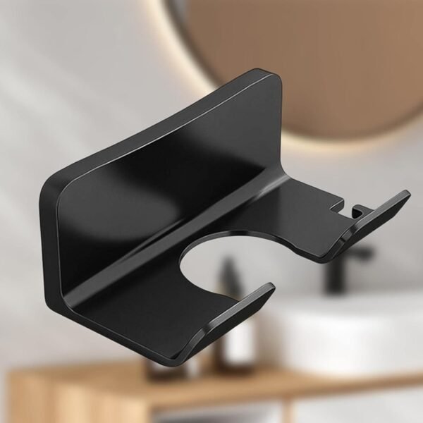 05_771c2341-bb3e-49ad-aaf0-7fbe22950206.jpg Hair Dryer Holder Wall Mounted Space Plastic Drill Blow Dryer Organizer Rack