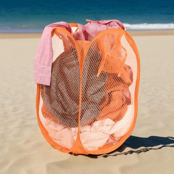 Foldable Pop-Up Mesh Laundry Basket Hamper (1 Pc)