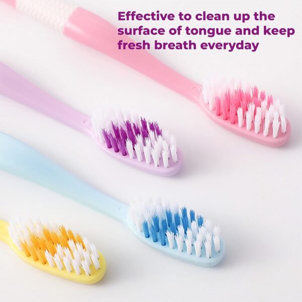 2-in-1 Tooth Brush Tongue Scraper, Soft Bristle & Long Handle (8Pcs) Soft Toothbrush