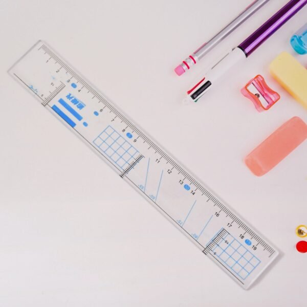 Multifunctional Transparent Plastic Geometry Ruler (1 Pc)