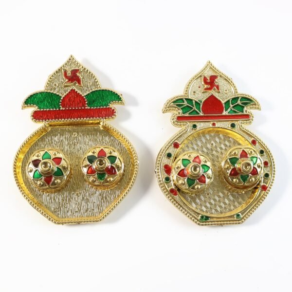 Decorative Plastic Kalash-Shape Double Kumkum Box (Mix Design, 1 Pc)