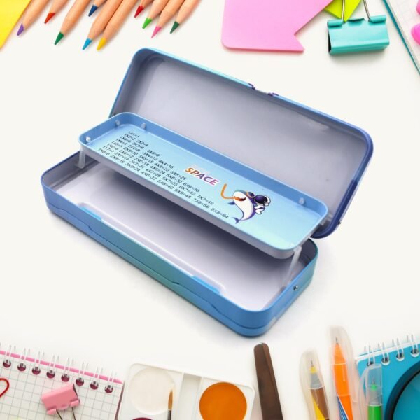 Metal Pencil Box, Pencil Case Double Compartment Compass Box