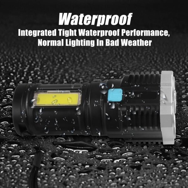 Rechargeable 4-LED Torch Light with 800 Lumens for Outdoor Use