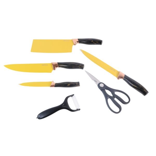 6 Pcs Professional Kitchen Knife Set with Chef Knives, Cleaver, Peeler & Scissors