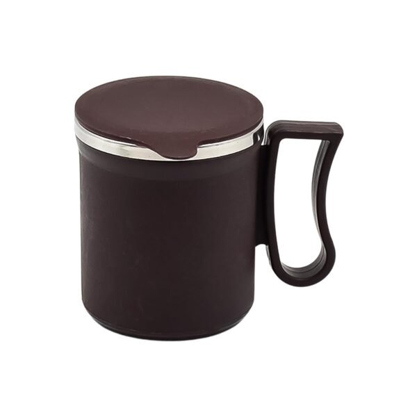 Coffee Mug with Lid & Handle – Plastic Covered Stainless Steel Mug (200 ML, Random Color)