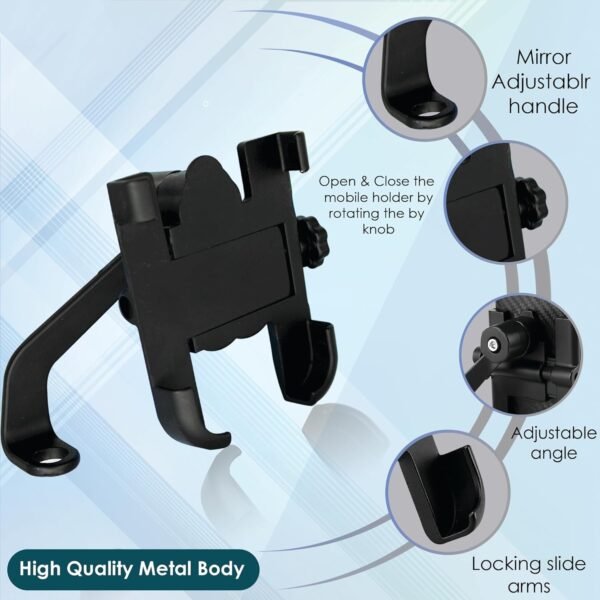 Full Metal Body Bike & Scooty 360 Degree Rotating Mobile Holder Stand (1 Pc)