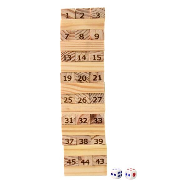 05_8f93948b-7d9e-41fe-8992-8c73072142ab.jpg Wooden Tumbling Stacking Tower Game, Zenga tower (48 Pcs Blocks 2 Dices)