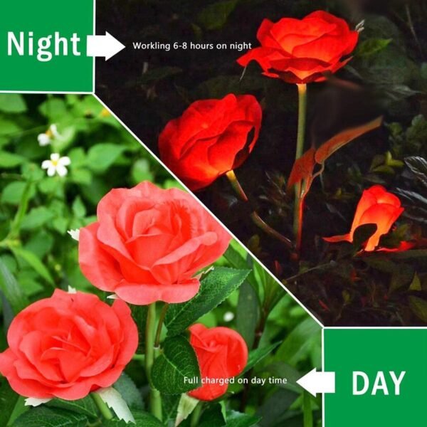 Garden Solar Outdoor Rose Lights Decorative Holiday Decoration (2 Pcs Set)