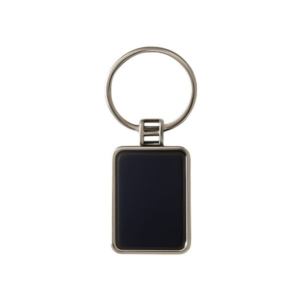 Premium Rectangular Black & Silver Metal Keychain (1 Pc)