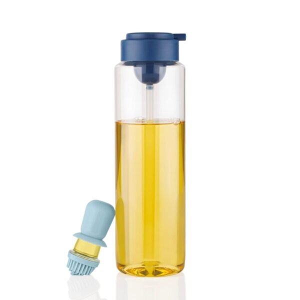 2 in 1 Transparent Oil Dispenser with Silicone Oil Dropper Nozzle (1 Pc / With Brush / 1 Ltr)