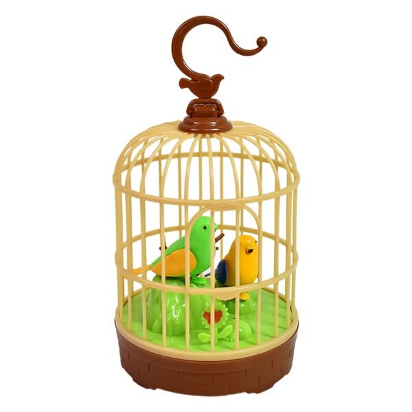 Sound-Activated Chirping Bird Toy in Hanging Cage (1 Pc / Battery Operated)