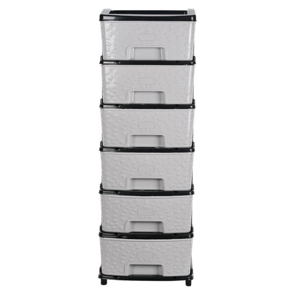 6-Layer Heavy-Duty Plastic Drawer Organizer Cabinet with Stone Texture Drawers