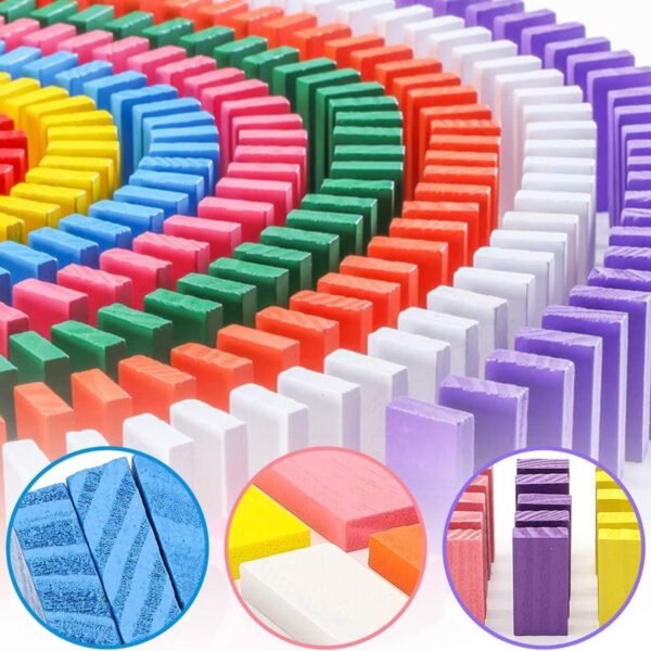 DOMINO BLOCKS SET MULTICOLOR WOODEN TOY BUILDING INDOOR GAME TOY