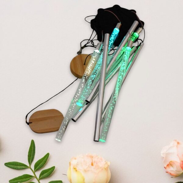 Solar LED Wind Chime with Tubes Soothing Sound & Colorful Glow (1 Set)