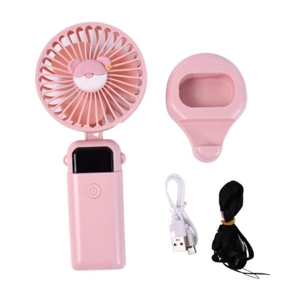 Mini USB Charging Fan with Percentage Display, 5 Speed Modes, and Mobile Stand