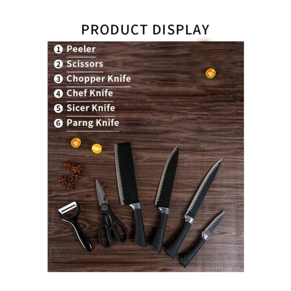 Stainless Steel Knife Set With Chef Peeler And Scissor (6 Pieces)