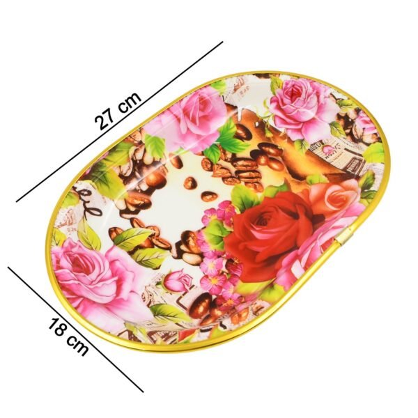 Small Plastic Flower Printed Design Serving Tray (1 Pc / 27 x 18 CM / Mix Color)