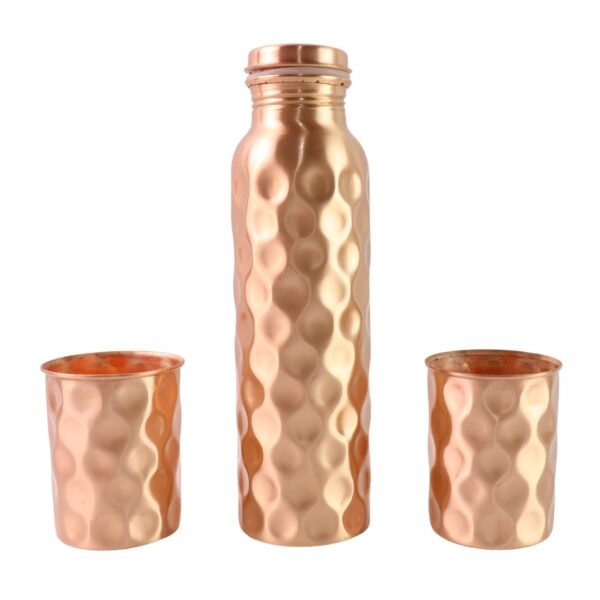 05_bd2670a9-f428-4298-8de3-49d1170e9272.jpg Diamond Cut Copper Water Bottle 2 Glasses with Gift Box (3 Pcs Set)