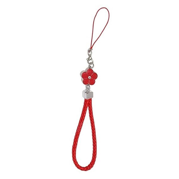 Flower Shape Metal Alloy Pendant with Braided Leather Hand Strap (1 Pc)