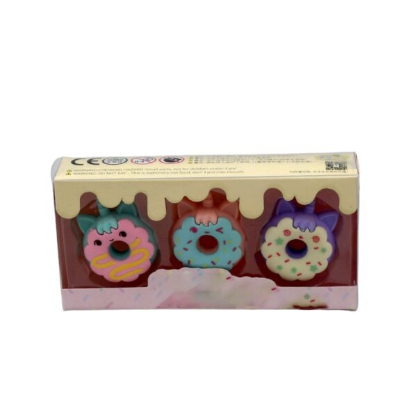 Tree Small Sized Cartoon Themed Non-Toxic Donut Erasers, School Stationery  (3pc Set)