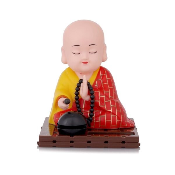 Red Solar Powered Sitting Buddha Statue (1 Pc / Medium)