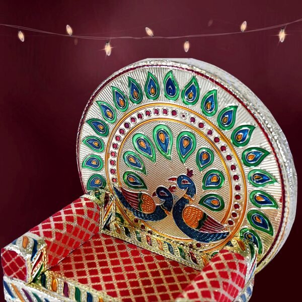 05_c4d48e65-f3cb-4694-9741-0df0e0ebc6d8.jpg Meenakari Work Laddu Gopal Singhasan / Sihasan for Pooja Mandir Wooden Krishna Ladoo Bal Gopal Sofa Asan, Home Decorative Premium Look Decorative Singhasan Suitable For Home, Office, Restaurant (2 Pc Set)