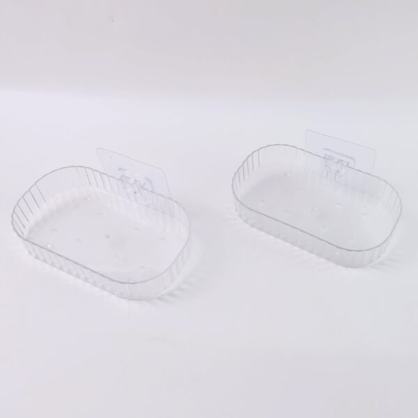 Self Adhesive Transparent Wall Mounted Soap Dish Holder (2 Pc)