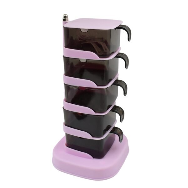 05_cc93ed6f-b19e-4e3f-beab-468aed14adf7.jpg Rotating Spice Jars Vertical Rotatable Seasoning Box 5 Section / Tier 5 Spoon (1 Set)