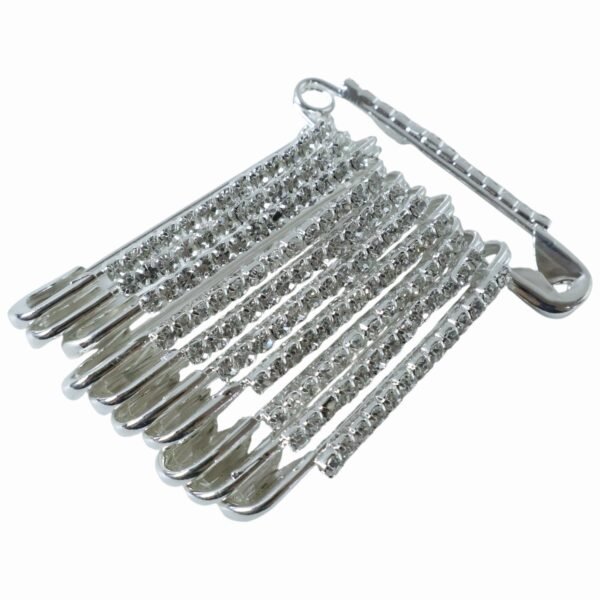 Decorative Silver Finish Safety Pin Brooch Set (12 Pc Set)