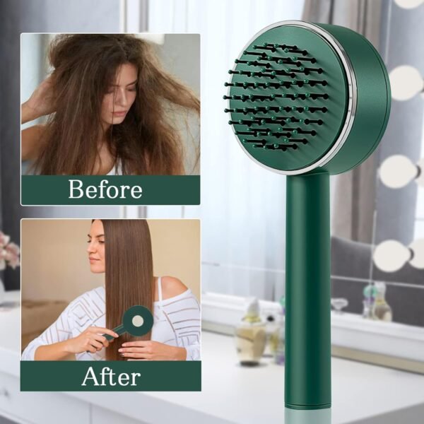 Air Cushion Massage Brush with Long Handle & Self-Cleaning Detangling Comb