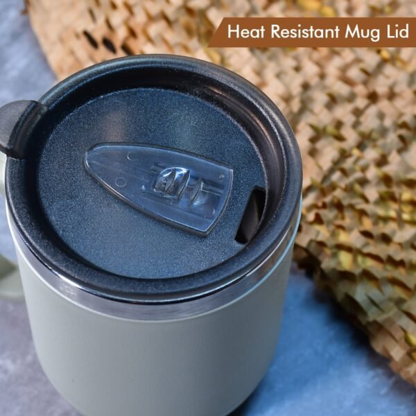 Ganesh Stainless Steel Coffee Mug with heat resistant mug lid. Approx 400Ml mug