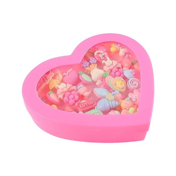 Adorable Playful Decorative Rings Children In Heart Shaped Storage Box (35 Pcs Aprpox