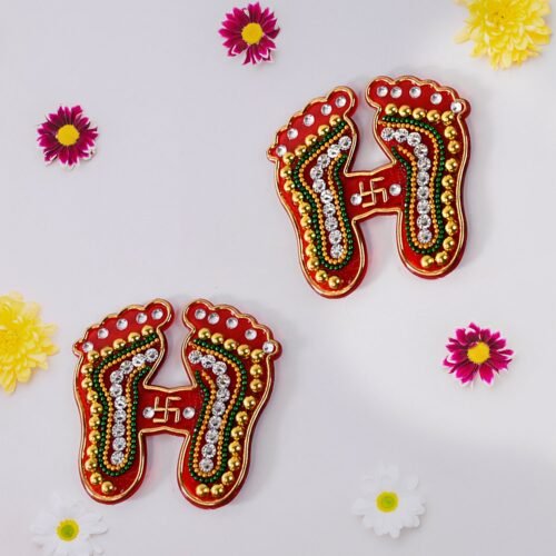 Decorative Laxmi Charan Paduka Sticker Set (Pack of 2 Pc)