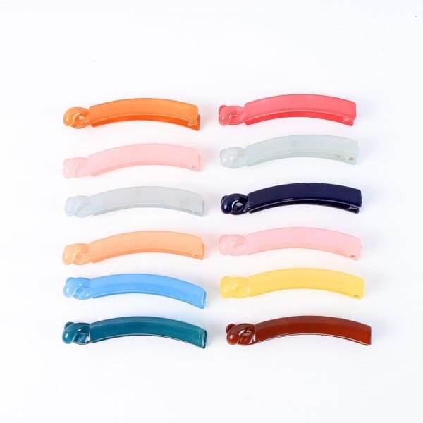 Multicolor Plastic Banana Hair Clips Set (12 Pc)