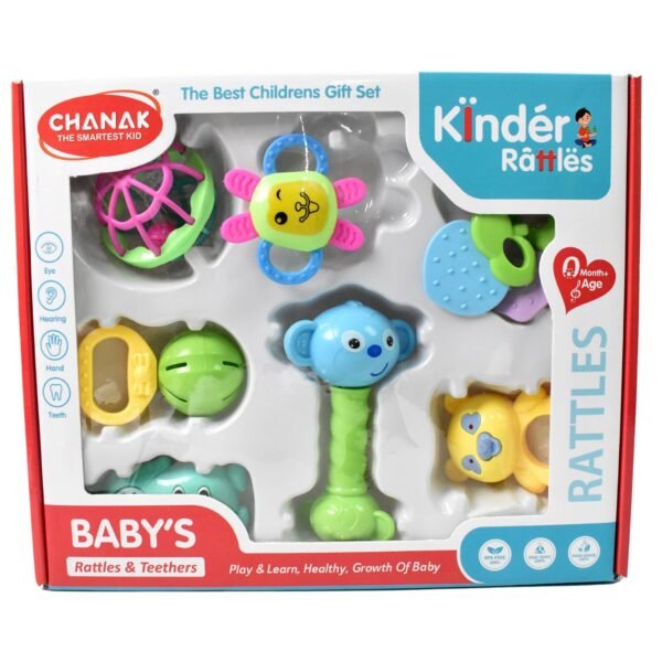 Kinder Rattles & Teething Set – Non-Toxic Shake & Grab Baby Toys (8 Pcs Set)