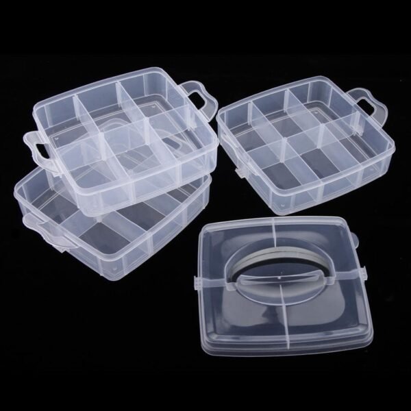 05_e5b3d649-bbdf-4706-b803-b1961f337c41.jpg 3-Tier Transparent Craft Storage Box with 18 Adjustable Compartments